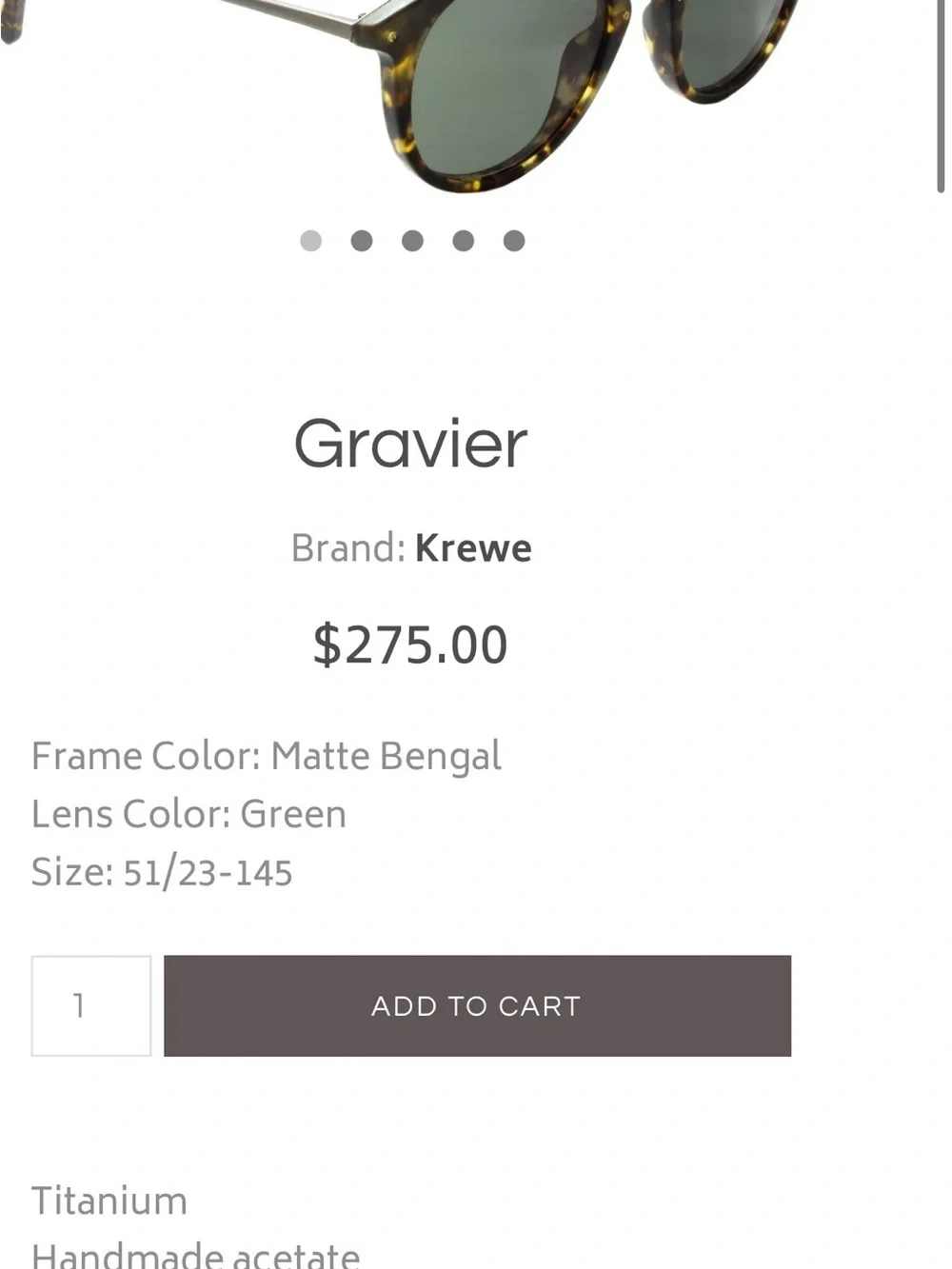 KREWE Gravier Sunglasses - Matte Bengal Tortoise with Green Lenses